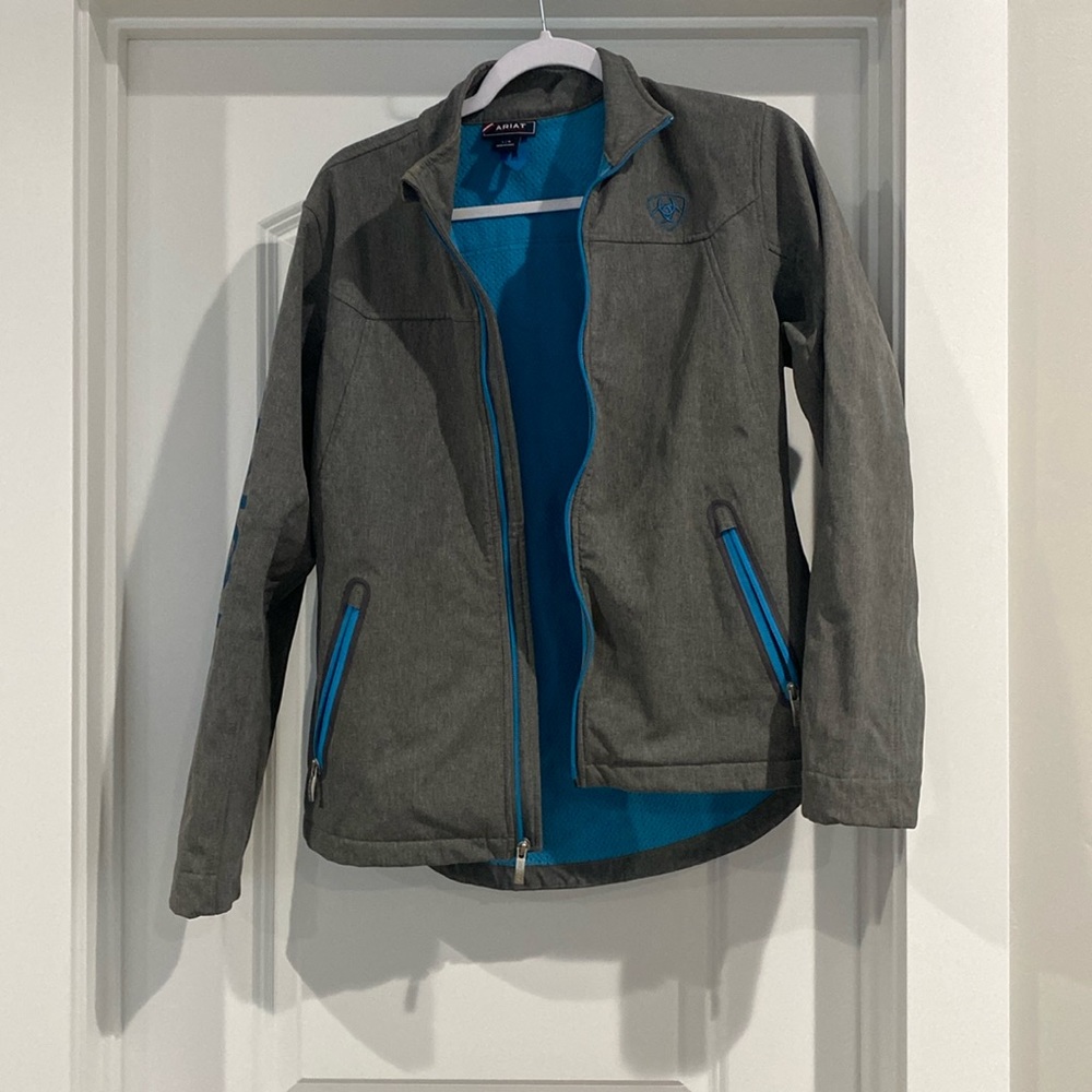 NWOT Ariat Softshell turquoise and heather grey Jacket